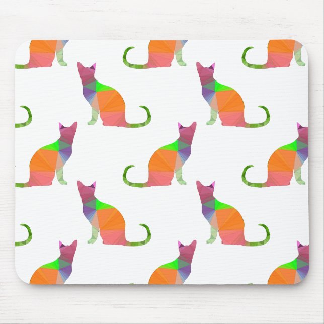 Muster für die Silhouette von niedrig polaren Katz Mousepad (Vorne)