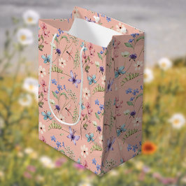 Muster für die Wildblume der weiblichen Wasserfarb Mittlere Geschenktüte