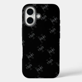Muster für dunkelgraue und schwarze Monogramme iPhone 16 Hülle