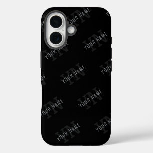 Muster für dunkelgraue und schwarze Monogramme iPhone 16 Hülle