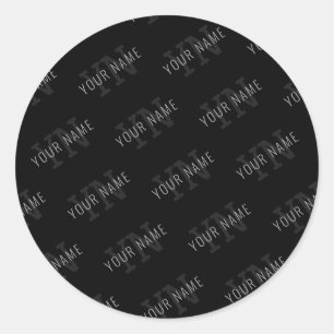 Muster für dunkelgraue und schwarze Monogramme Runder Aufkleber