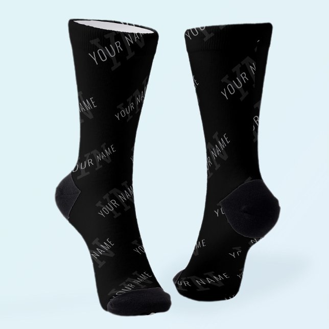 Muster für dunkelgraue und schwarze Monogramme Socken (Von Creator hochgeladen)