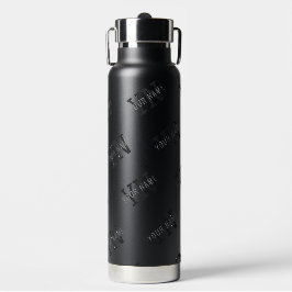 Muster für dunkelgraue und schwarze Monogramme Trinkflasche