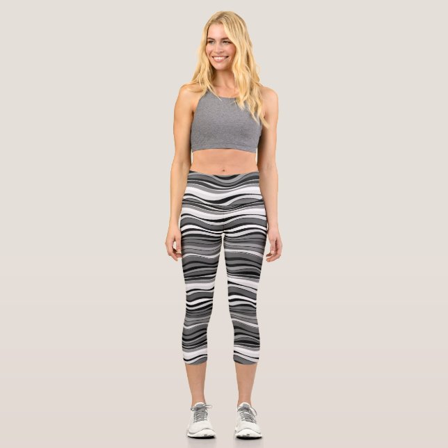 Muster für einfarbige Rippchen Capri Leggings (Vorderseite)