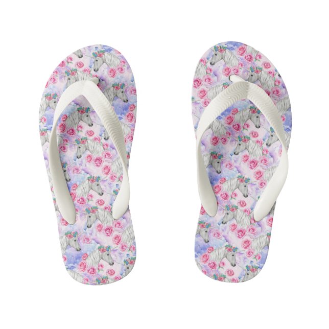Muster für Einhorn und Rose Kinderbadesandalen (Fußbett)