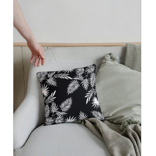 Muster für elegante monochrome tropische Blätter Kissen