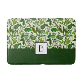 Muster für elegante monogram-grüne Blätter Badematte