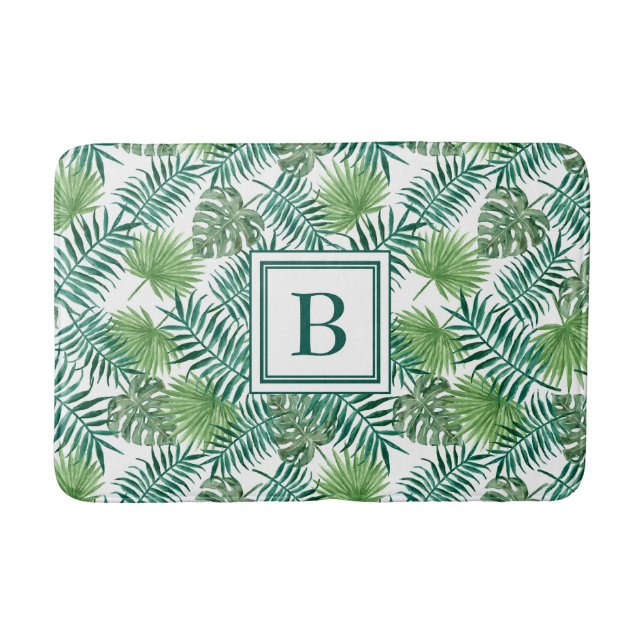 Muster für elegante Monogram Palm-Blätter Badematte (Vorderseite)