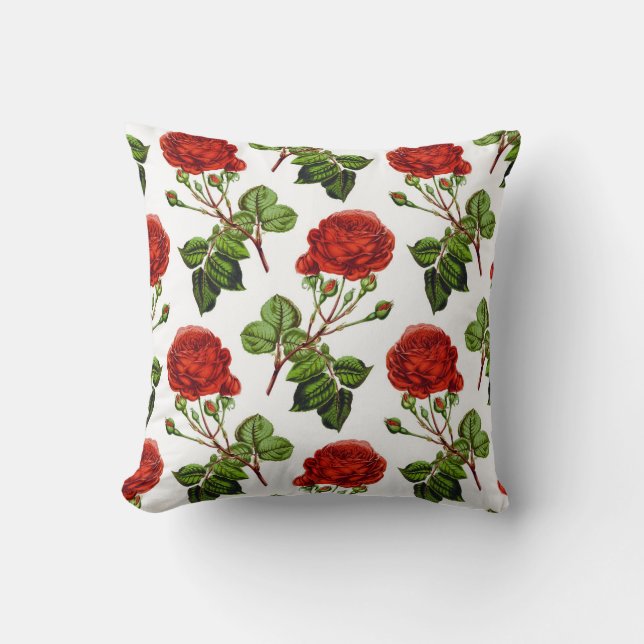 Muster für elegante Rote Rosen Blumenmuster-Blume  Kissen (Vorderseite)