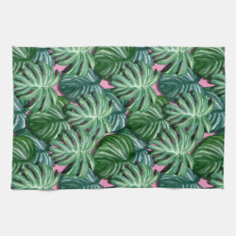 Muster für exotische grüne tropische Blätter Geschirrtuch