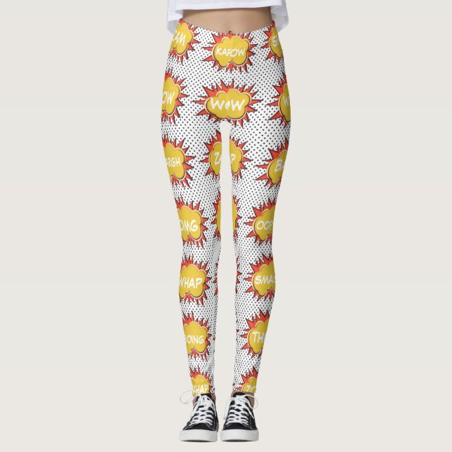 Muster für explosionsgefährdete Textblasen im Comi Leggings (Vorderseite)