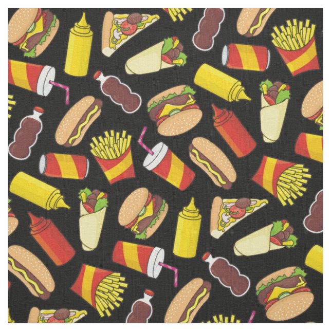Muster für Farb-Fast-Food-Symbole Stoff (Muster)