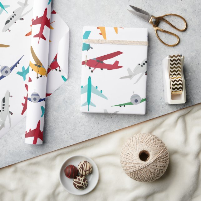 Muster für farbenfrohe Flugzeuge Geschenkpapier (Kunsthandwerk)
