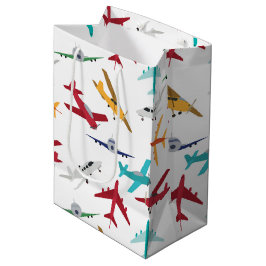 Muster für farbenfrohe Flugzeuge Mittlere Geschenktüte