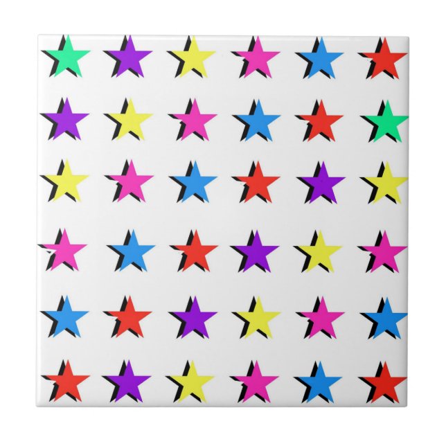 Muster für farbenfrohe geometrische Sterne Fliese (Vorderseite)