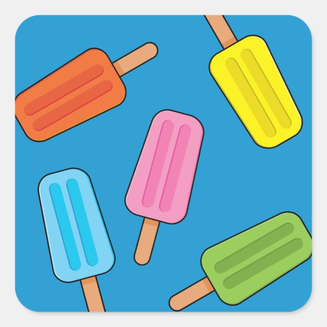 Muster für farbenfrohe Popsicles Quadratischer Aufkleber (Vorderseite)