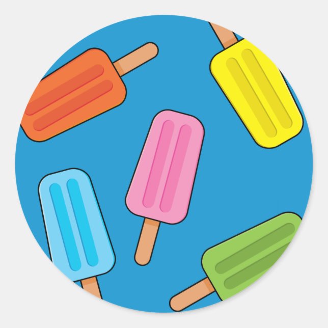 Muster für farbenfrohe Popsicles Runder Aufkleber (Vorderseite)