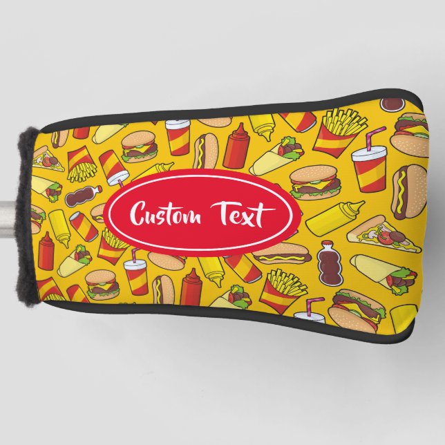 Muster für farbige Fast Food-Icons Golf Headcover (Vorderseite)