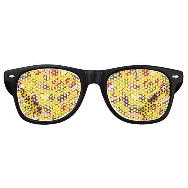 Muster für farbige Fast Food-Icons Partybrille (Vorderseite)
