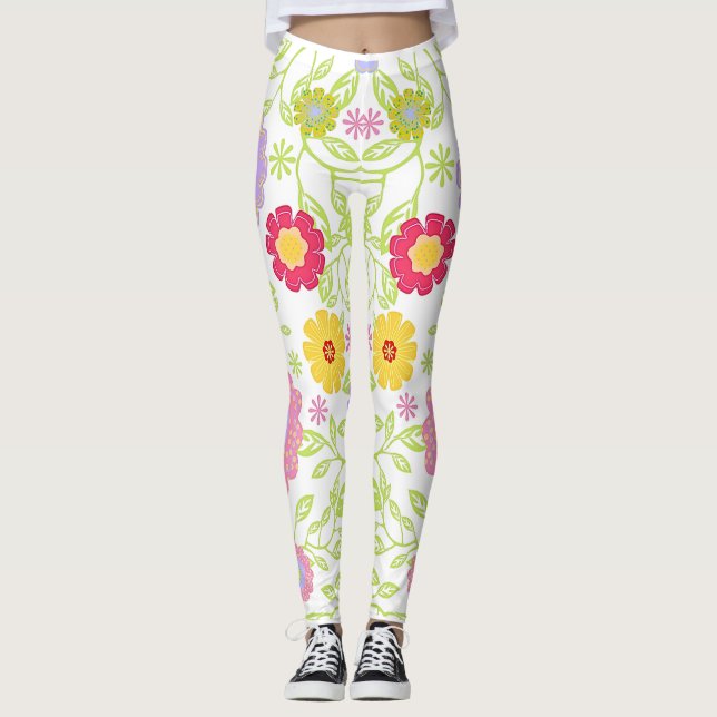 Muster für florale Kunstmalerei Leggings (Vorderseite)