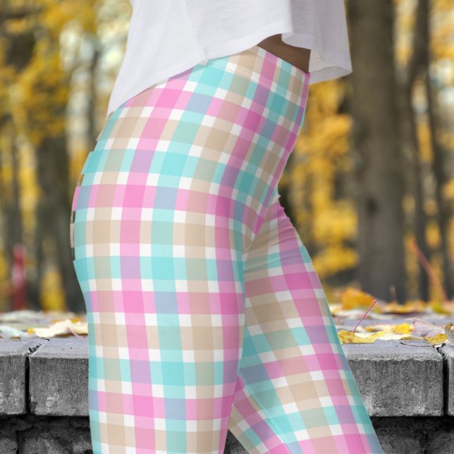 Muster für Frühjahr-Blau und Rosa-Karo Leggings (Spring Blue and Pink Check Pattern Leggings)
