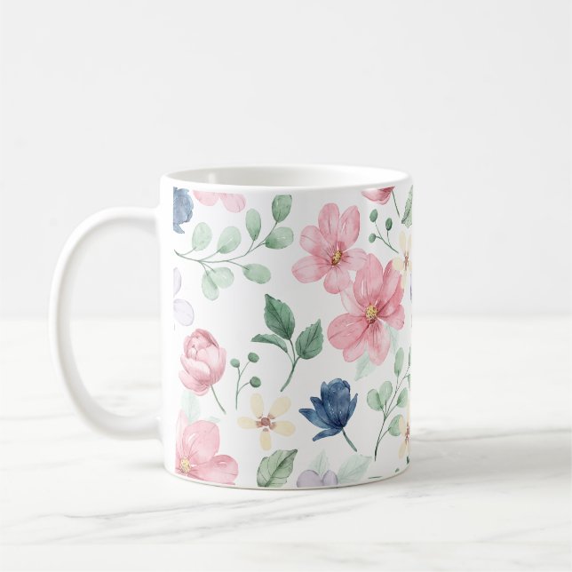 Muster für Frühlingsblumen und Blätter Kaffeetasse (Links)