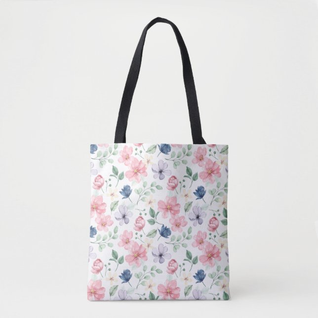 Muster für Frühlingsblumen und Blätter Tasche (Vorderseite)