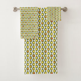 Muster für Funky Retro Olive Bead Custom Colors Badhandtuch Set