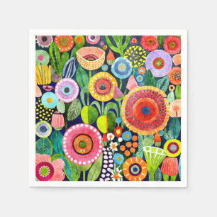 Muster für Funky Watercolor-Blume Serviette