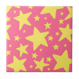 Muster für gelbe rosa geometrische Sterne Fliese