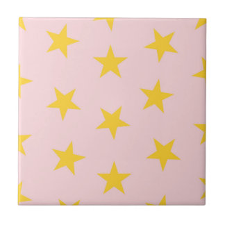 Muster für gelbe rosa geometrische Sterne Fliese