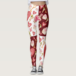 Muster für gemischte Herz- und Keys Leggings
