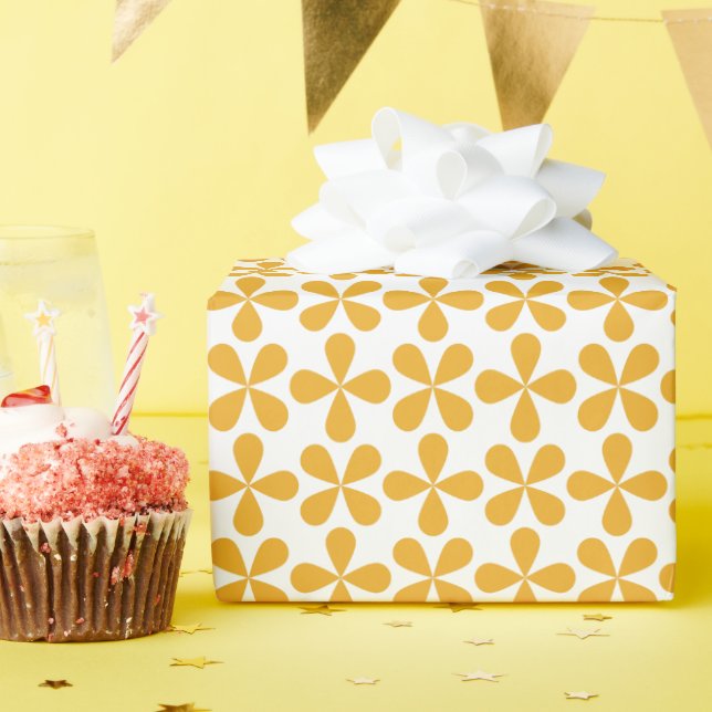 Muster für geometrische Blume der orangen Retro- d Geschenkpapier (Geburtstagsparty)