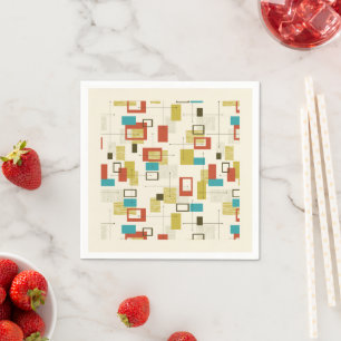 Muster für geometrische Formen des Retro-Mitteljah Serviette
