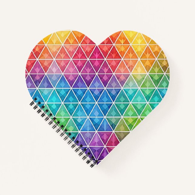 Muster für geometrische Herzrainbow-Farben Notizbuch (Vorderseite)