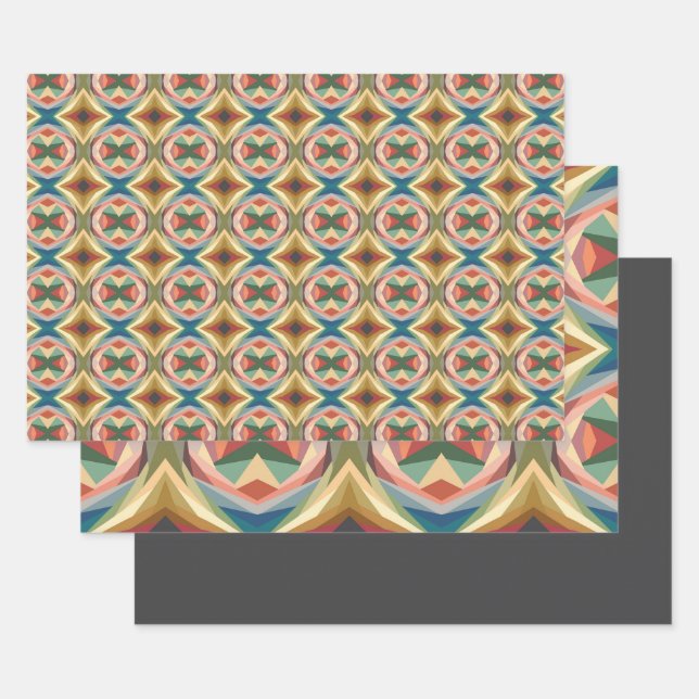 Muster für geometrische Pop-Farbblöcke Geschenkpapier Set (Set)