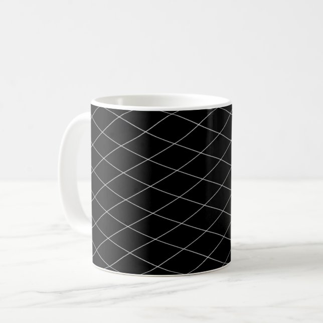 Muster für geometrische Schwarz-weiße Diagonalstre Kaffeetasse (Vorderseite Links)