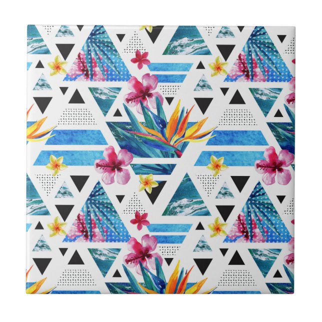 Muster für geometrische tropische Blume Fliese (Vorderseite)