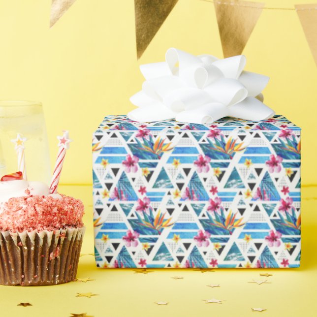 Muster für geometrische tropische Blume Geschenkpapier (Geburtstagsparty)