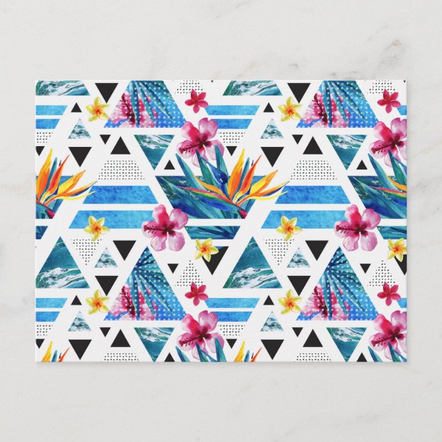 Muster für geometrische tropische Blume Postkarte (Vorderseite)