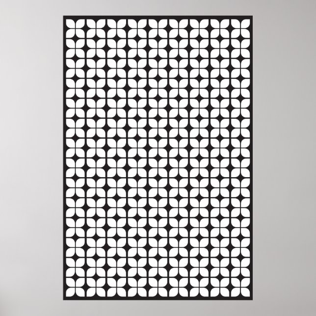 Muster für geometrisches hinteres Leaf Weiß Poster (Vorne)