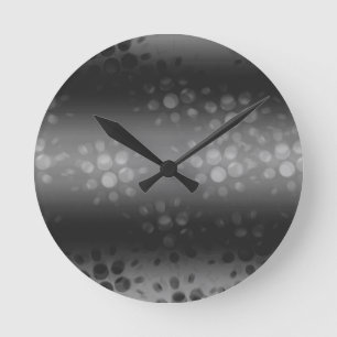 Muster für gepunktete Bursts - Schwarz, Grau, Weiß Runde Wanduhr