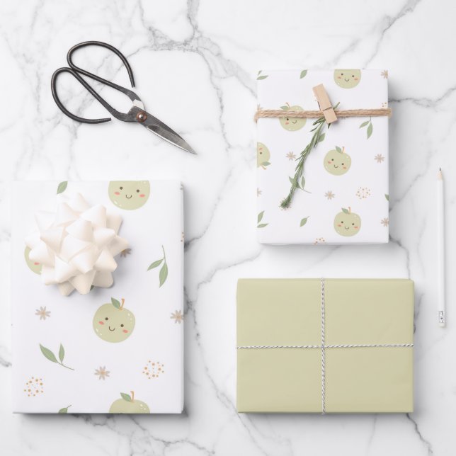 Muster für glückliche Äpfel - Set für Papier (Vorderseite)