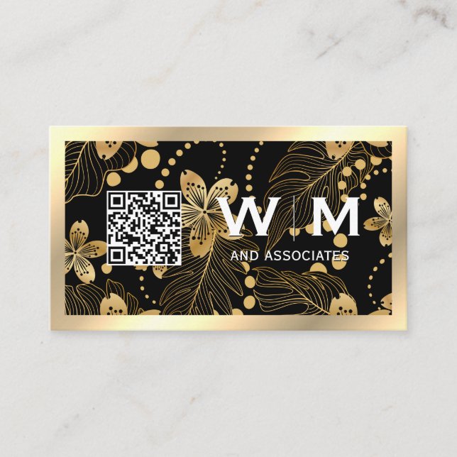 Muster für Gold-Blätter | QR-Code Visitenkarte (Vorderseite)