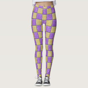 Muster für Gold und lila Quadrate Leggings