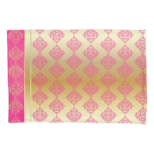 Muster für Gold- und rosa Damaskus Kissenbezug (Vorderseite)