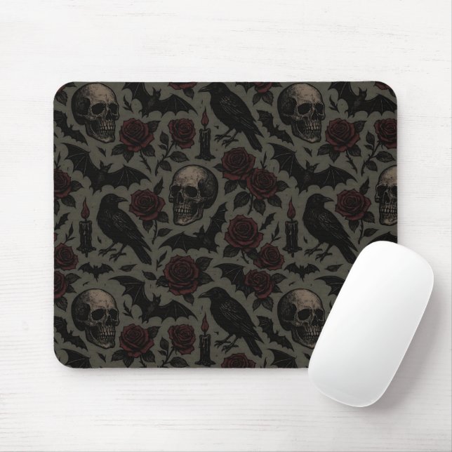 Muster für Gothic Skulls, Crows & Rose Mousepad (Mit Mouse)