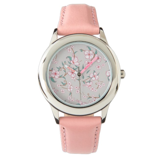 Muster für graue Blume Armbanduhr (Vorderseite)