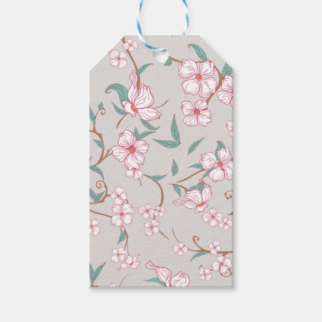 Muster für graue Blume Geschenkanhänger (Vorderseite)