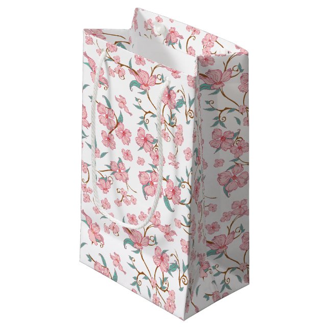Muster für graue Blume Kleine Geschenktüte (Vorderseite Schrägansicht)
